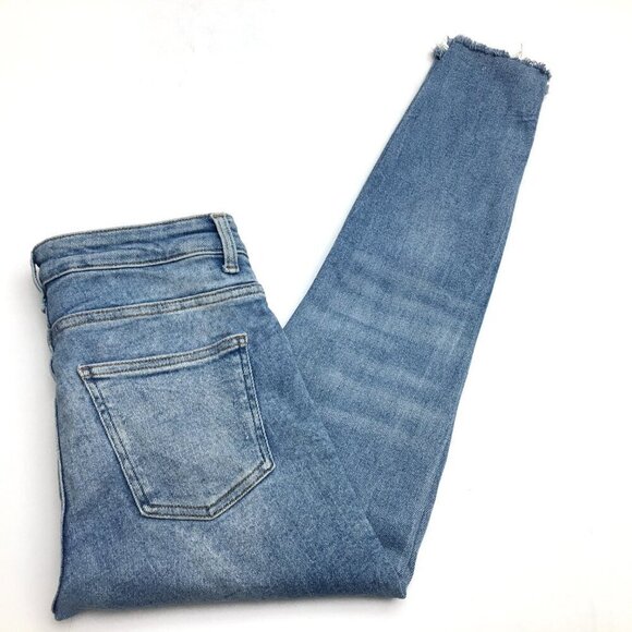 Zara Women's Jeans Straight Leg Distressed Frayed Hems Stretch size 6 length 27" - Picture 8 of 8